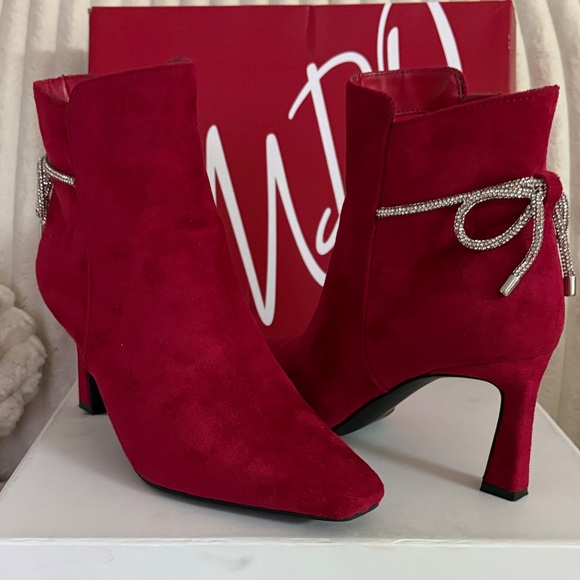 Impo Scarlet Red Heeled Boots with Bow Detail - Picture 4 of 6